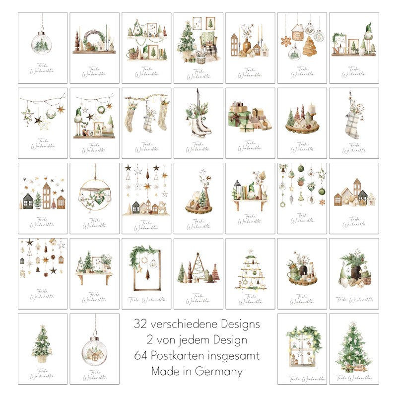 the lazy panda card company 64 Christmas Postcards Set Christmas