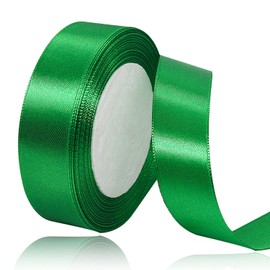 Green Satin Ribbon 3/4 Inches x 25 Yards, Solid Color Fabric Ribbon for Gift Wrapping, Crafts, Hair Bows Making, Wreath, Wedding Party Decoration and Sewing Projects
