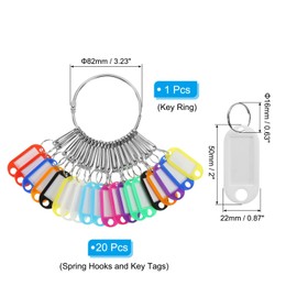 PATIKIL Portable Key Organiser Lightweight Key Organiser Key Ring Holder with 20 Spring Hooks and Key Label Tags for Office Hotel Car