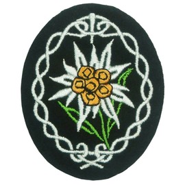 WW2 German Mountain Division Elite Edelweiss Patch (3.5 Inch) Military Tactics Morale Embroidered Iron/Sew-on Badge