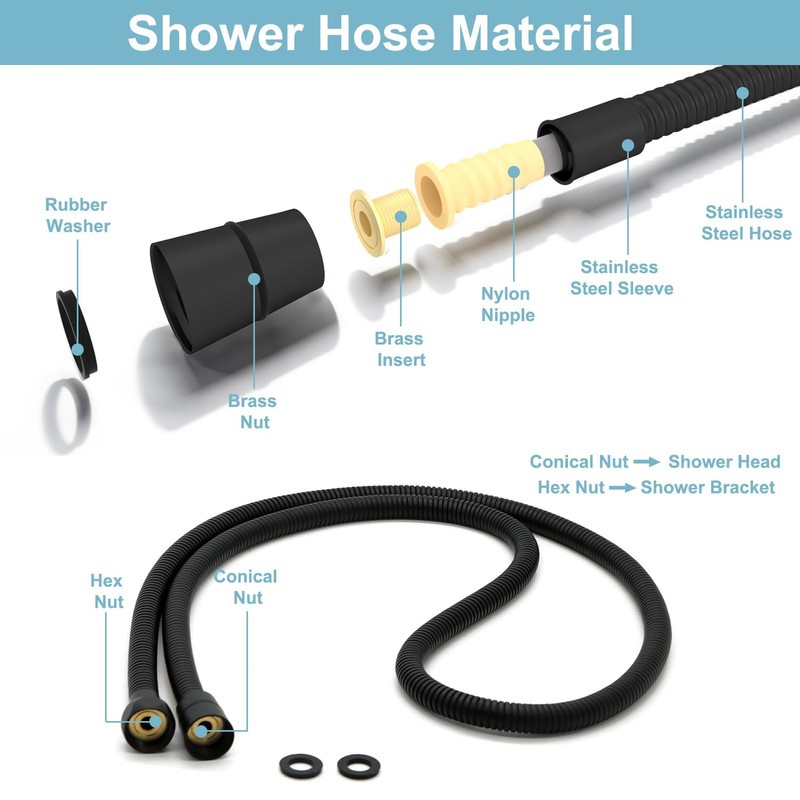 HOMEDEC Vintage Handheld Shower Head with 59inch Flexible Hose High-Pressure