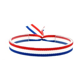 BDM France Flag Red White Blue Fabric Bracelet for Men Women Football, Cotton