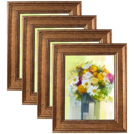 LUCKYLIFE 8x10 Picture Frame Set of 4, Rustic Bronze Picture Frames for Table or Wall Hanging
