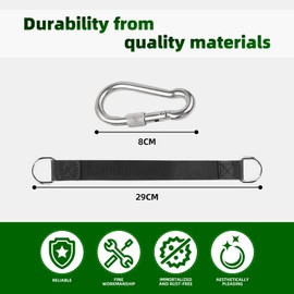 Swing Attachment Set - 2 x 29 cm Polyester Straps with Heavy Duty Carabiners & D-Rings, Ideal for Swing, Wall Bars and Hanging Chairs