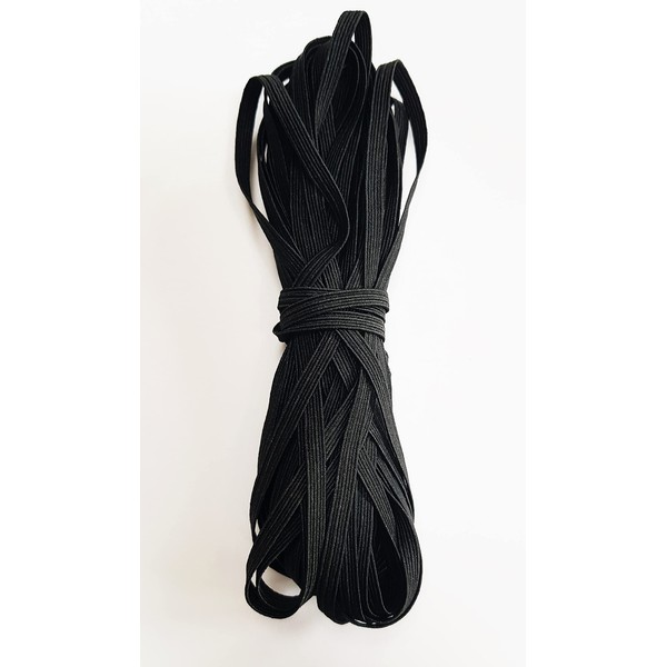 10Y Premium Black Elastic 5mm - Soft Elastic Cord for Making Masks - Thin Sewing Elastic - Haberdashery & Craft Accessories (10 Yards)