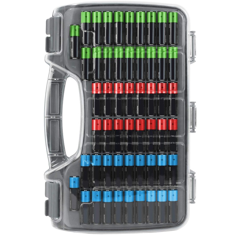 The Battery Organizer, Battery Storage Organizer Hinged Clear Cover with