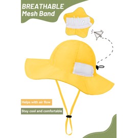Zando Baby Sun Hat Toddler UPF 50+ Sun Protection Bucket Hat Outdoor Breathable Toddler Hats Boys Girls Summer Beach Hat 0-6T Yellow 0-12 Months