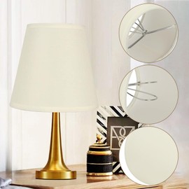 Tissting 6Pcs Lamp Shade, Cream‑Coloured Linen Fabric Cloth Lampshade Replacement for E14 Wall Lamp Chandelier Home Decoration