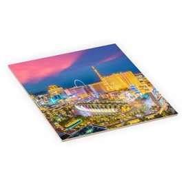 Island Gifting 8 Inch Square Decorative Ceramic Tile (Art) for Wall or Decor Featuring Image of Aerial View of Las Vegas Strep in Nevada