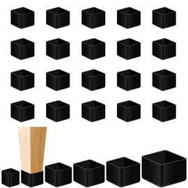 Mardatt 20Pcs 1" x 1" (25x25mm) Square Rubber Chair Leg Tips Caps, Furniture Leg Caps Chair Leg Floor Protectors Furniture Table Feet Cover Chair Leg Foot End Caps, Black