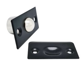 Stainless Steel Gate Positioning Ball, Drive-in Ball Catch with Strike Plate for Cabinet/Closet/Latch(2 Pack Black)