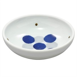 Hama Pottery Indigo Round Crest Tamabuchi Flat Pot 05-23 13.5cm