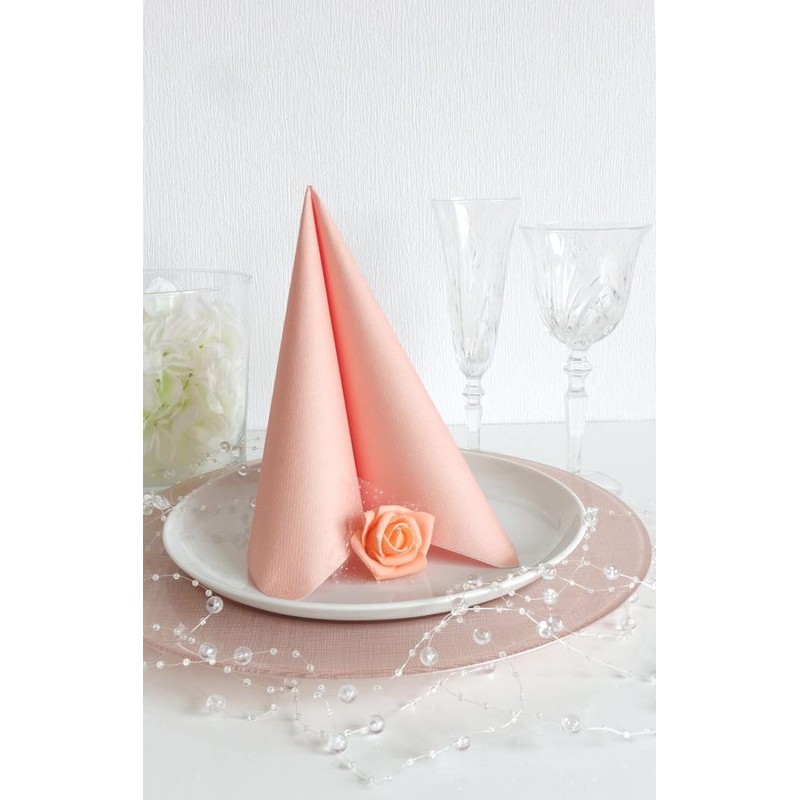 50 Apartina Napkins Fabric-Like Airlaid, Plain, Peach, Size 40 x