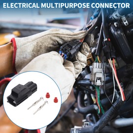 A ABSOPRO 2 Pin Electrical Multipurpose Connector 1.8mm Series Waterproof Male Connect Plug for Volvo Plastic Copper Black 1 Set