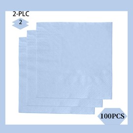 QINGRUIGO Light Blue Napkin 100Pieces 2-ply Disposable Cocktail Napkins Beverage Napkins Dessert Napkins Paper Napkins for Wedding Birthday Party Paper Dinner Napkins Suitable for Party Supplies