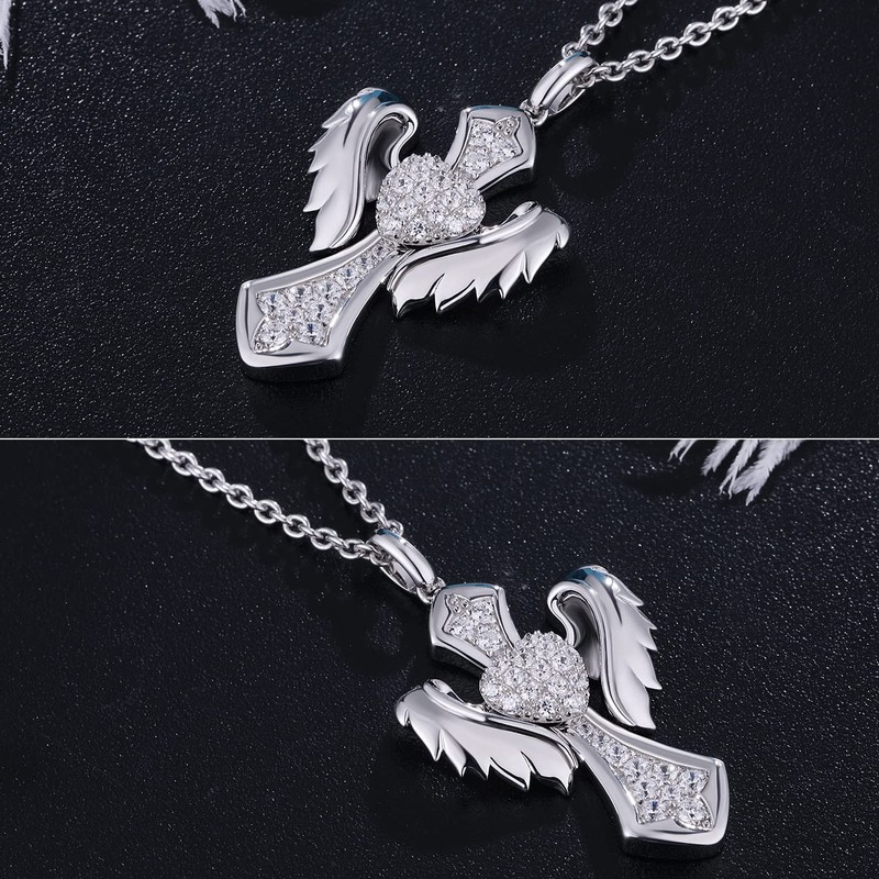 Angel Wings Cross Necklace Silver Wings Cross Necklace Womens Cross