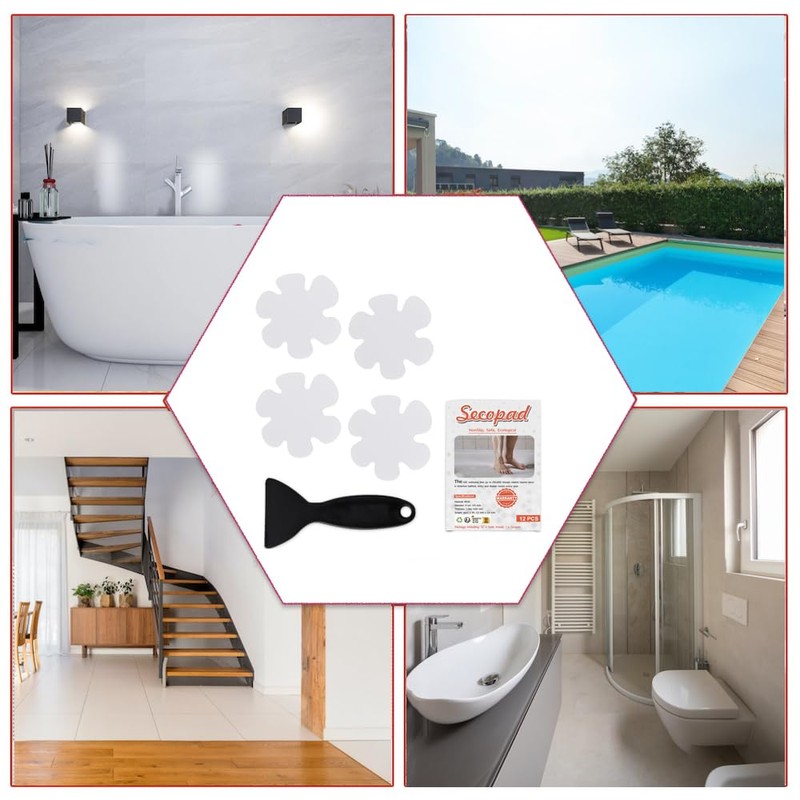 Secopad Bathtub Stickers Non-Slip, Safety Shower Treads Adhesive Appliques with