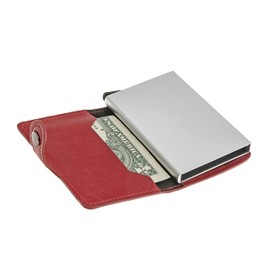 Artizanni Credit Card Holder Minimalist Slim RFID Automatic Pop-Up Compartment Case Security Travel Wallet SD 028 (Red)