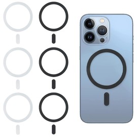HAMKU Pack of 6 Universal Magnetic Ring Stickers, Compatible with Mag-Safe Ring, Improved Magnetic Charging and Accessory Holder, Easy Installation, Optimised Charging Function, Black & White, a