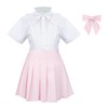 Girls' School Uniform Skirt Set，Girls Bow Tie Shirt Top with