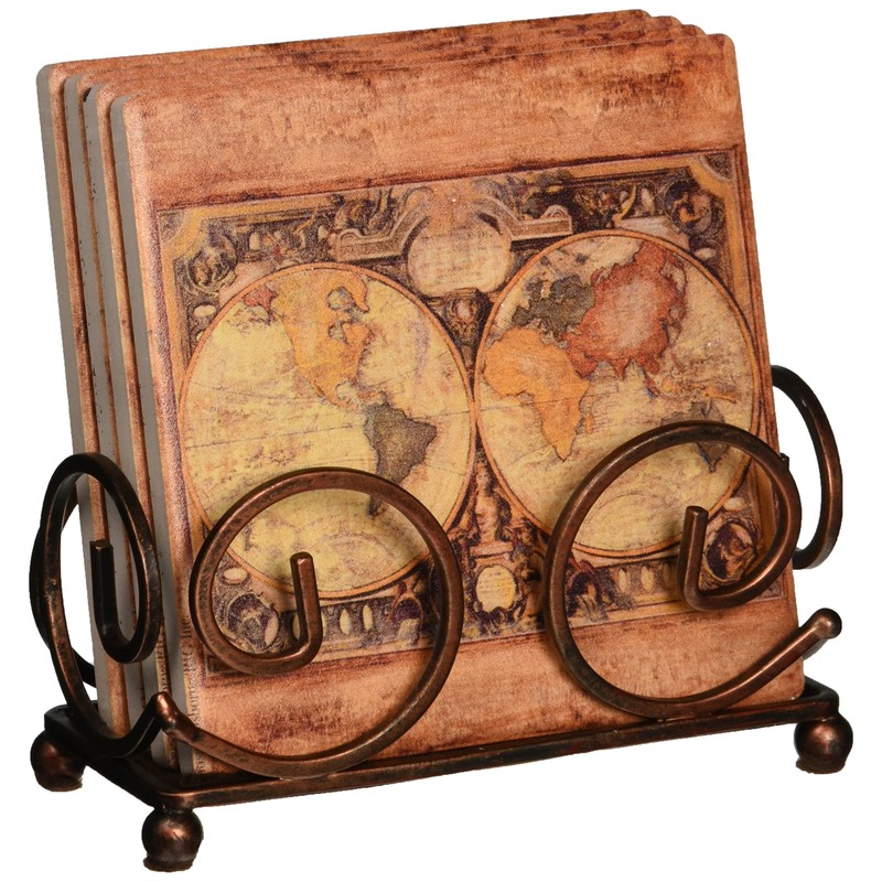 Thirstystone Ocasiones gres Posavasos con Soporte, Incluye Mapa del Viejo