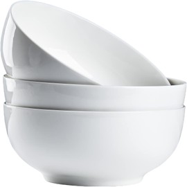 Hesen 60 oz Large Soup Bowl, Pho Bowls, Large Ramen Bowl Set of 3, 8 in Off White Porcelain Big Bowls…