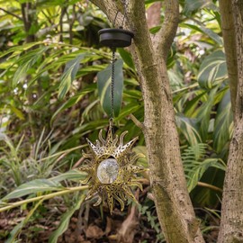 2 PACK Garden Decor Hanging Lanterns Outdoor Waterproof,Solar Lights Metal Sun Gifts Decoration for Yard Clearance Front Porch Lawn Driveway Patio Backyard Pathway Gardening Gift