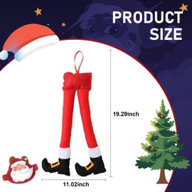 Fogfar 1 PC Car Trunk Christmas Decoration Accessories, Christmas Plush Decorative Leg Pendant, 19.29" x 9.84" Clip-on Trunk Hanging Decoration, Universal for Most Cars (Red)