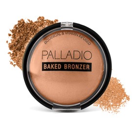 Palladio Palladio Baked Bronzer, Highly Pigmented and Easy to Blend, Shimmery Bronzed Glow, Use Dry or Wet, Lasts all day long, Provides Rich Tanning Color Finish, Powder Compact, Pacific Tan