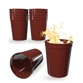 PartyPrints 10 Pack 16 Oz Maroon Reusable Blank Plastic Cups, Stadium Cups Bulk – BPA Free Dishwasher Safe Party Cups, Colored Cups Perfect for Party, Wedding, Birthday Graduation, Clubs