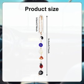Car Charm Hanging Ornament Yin Yang Decor Rear View Mirror Charm The Eyes of Evil Good Lucky Days Mushroom Four-Leaf Clover Pendant for Car Accessories Funny Decorations for Bag Keychain