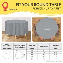 Hereisa Brand Mantel desechable redondo de plástico plateado de 84 pulgadas (paquete de 3), cubierta decorativa para fiestas y eventos