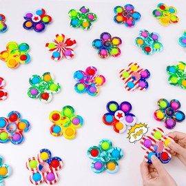 30Pcs Fidget Spinner Pop Fidget Toys Bulk for Adults, Fidget Toys for Kids 8-12 3-5, ADHD Autism Fidgets for Teens Toddler, Sensory Fidget Toys Pack for Party Favors Goodie Bag Stuffers