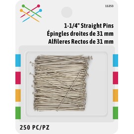 Dritz 1-1/4", Care & Repair, 250 count Straight Pins, Nickel