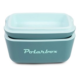 Polarbox Retro Beach Cooler Vintage Picnic Lunch Box Bag - Portable 90s Style Ice Chest for Camping, Hiking, Travel - Extra Large 20L Lightweight for Cans, Beers & Seltzer Drinks (Ocean Blue)