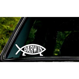 Apex Imports Darwin Fish Sign Decal Sticker Evolution Laptop Vinyl Decal White Decal 5"