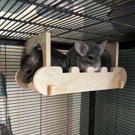 BESNEW Chinchilla Suspension Bridge Wooden,Small Animals Wooden Bridge and Platform,Chinchilla Habitat Toys for Squirrel Hamster Ferret Guinea Pig Sturdy Easy to Clean