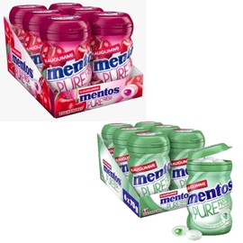 Mentos Pure Fresh Cherry 6 Cans of 67.9 g + Mentois Pure Fresh Spearmint 6 Tins of 70 g - 2 New Varieties - Compiled by FISGUS® by krass-.shoppen-de