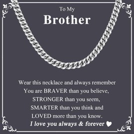 KORAS Brother Gifts, Cuban Chain Necklace Mens Gifts for Brother from Sister, Brother Jewellery Presents for Birthday Christmas Fathers Day