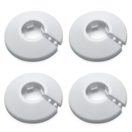 MroMax Fit 1/2" Diameter Flange Water Pipe Cover - White Plastic PP Pipe Collar for Radiator Decoration - 16mm (5/8") - 4pcs