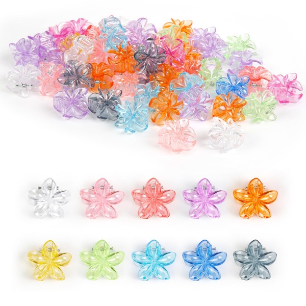 Small Flower Hair Clips for Women, 50 Pcs Hawaiian Mini