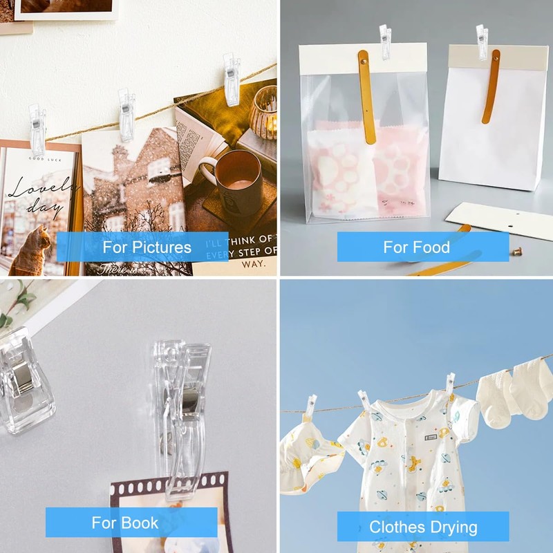 24Pcs Clear Plastic Pleated Paper Blinds Clips, Temporary Window Blinds