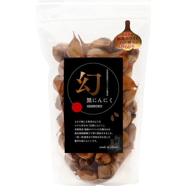 Aged Black Garlic, Aomori Prefecture, Fukuchi White 6 Pieces, 17.6 oz (500 g) (Approx. 2 Months Supply), Made in Japan, Additive-free, Black Garlic [Phantom Black]