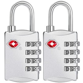 ZHEGE TSA Suitcase Locks, Combination Lock 4 Digit for Suitcase, Bag, Backpacks, Luggage Lock, Small Padlocks, Combination Lock Locker (Silver, 2 Pieces)