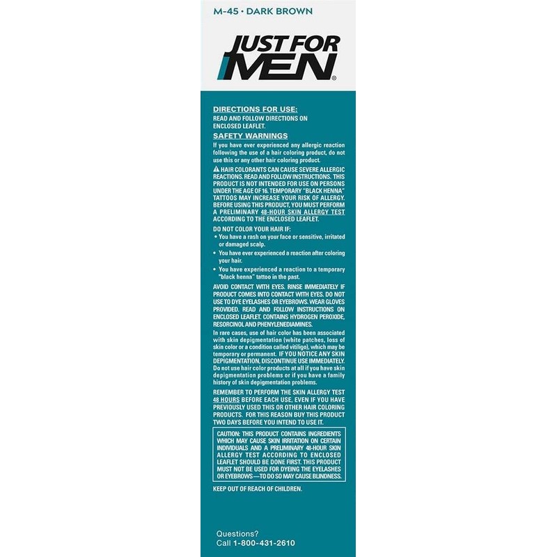 Just for Men Moustache and Beard Black Brown Colour, Eliminates