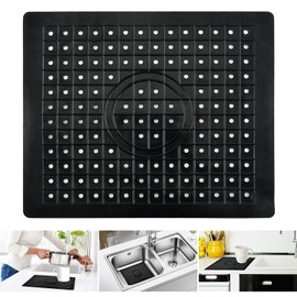 Fyihoxi Dish Drying Mat, 31.5 x 25 cm, Sink Mat, Black, Kitchen Sink Mat, Shoe Mat, Drip Mat, Rubber for Kitchen and Sink