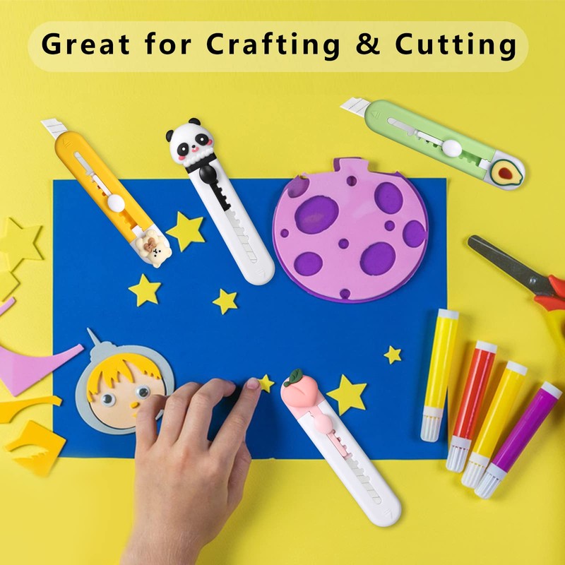 6 Pack Box Cutter Retractable, Sharp Utility Knife Retractable, Cute