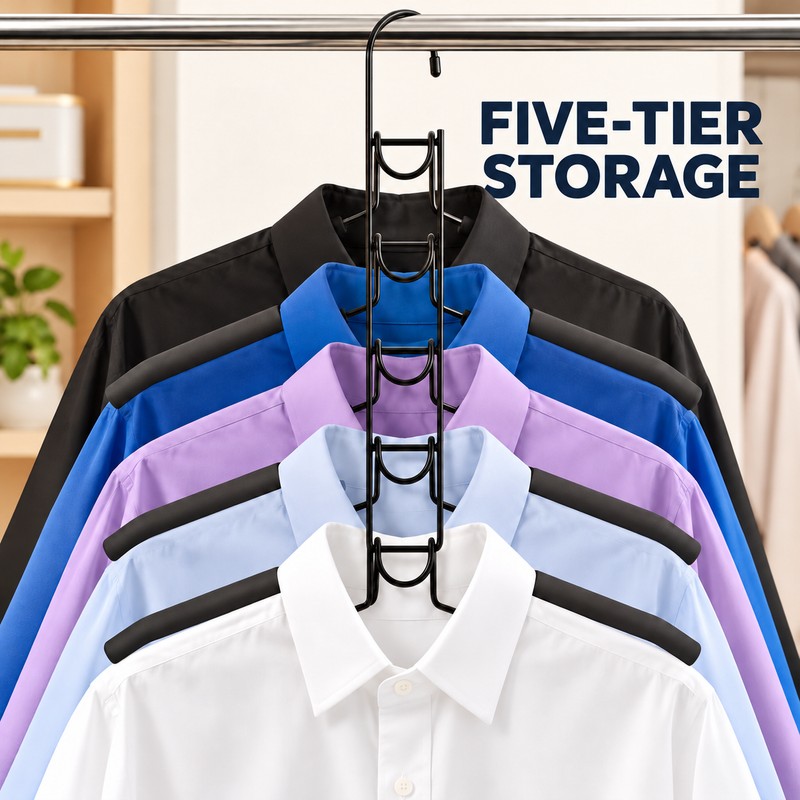 5-Tier Space Saving Clothes Hanger with Non-Slip Foam Padded Arms,