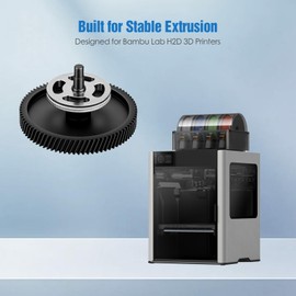 Extruder Gear for Bambu Lab H2D / H2D Combo, Hardened Steel Gear Upgrade with One-Piece Shaft Design for Smooth Feeding & Stable Extrusion – 3D Printer Accessories