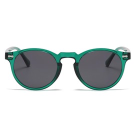 LJCZKA Vintage Round Polarised Sunglasses Men Women Retro Sunglasses Round Polarised Glasses UV400 Protection, Green Grey